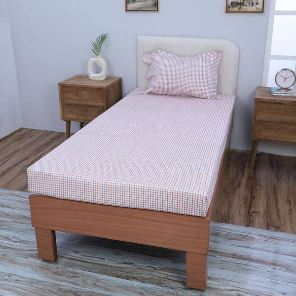 Buy Mizomeen Checkered Printed Bedsheet - Pink Bedsheets from Vaaree