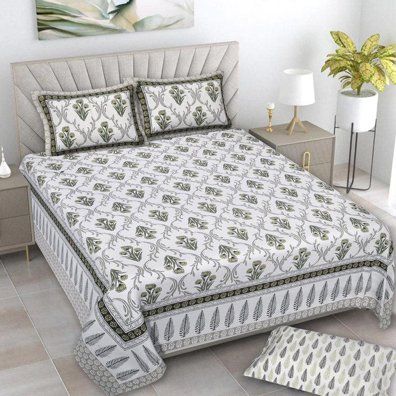 Buy Giselle Floral Bedsheet - Green Bedsheets from Vaaree