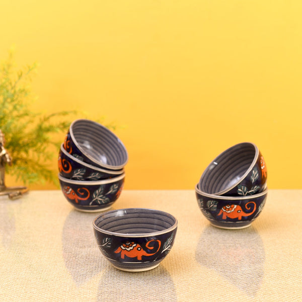 Buy Tusker Grace Ceramic Serving Bowl (150 ML) - Set of Six Bowl from Vaaree