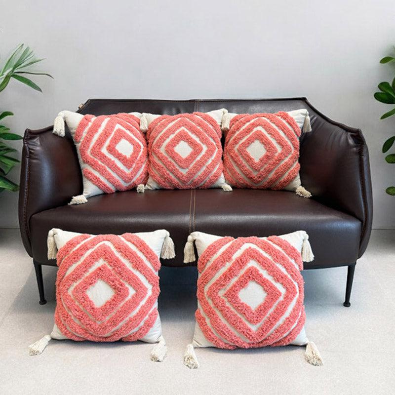 Buy Kester Tufted Cushion Cover (Peach) - Set Of Five Cushion Cover Sets from Vaaree