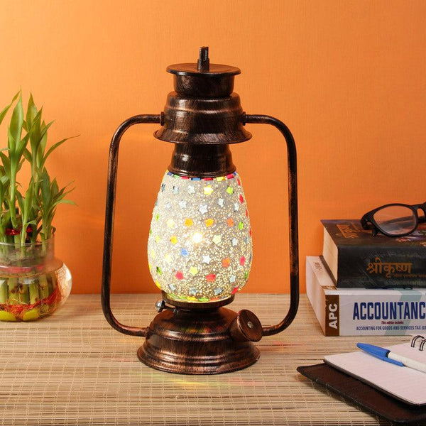 Buy Divyara Mosaic Lantern Table Lamp - Copper Table Lamp from Vaaree