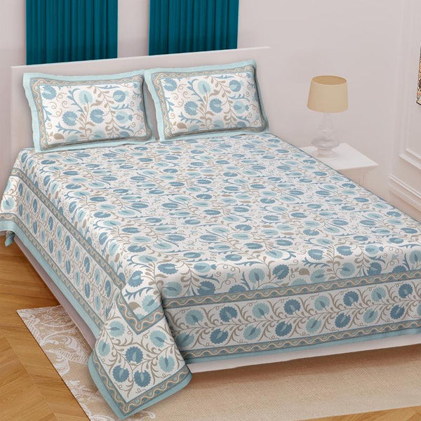 Buy Everett Floral Bedsheet - Blue Bedsheets from Vaaree