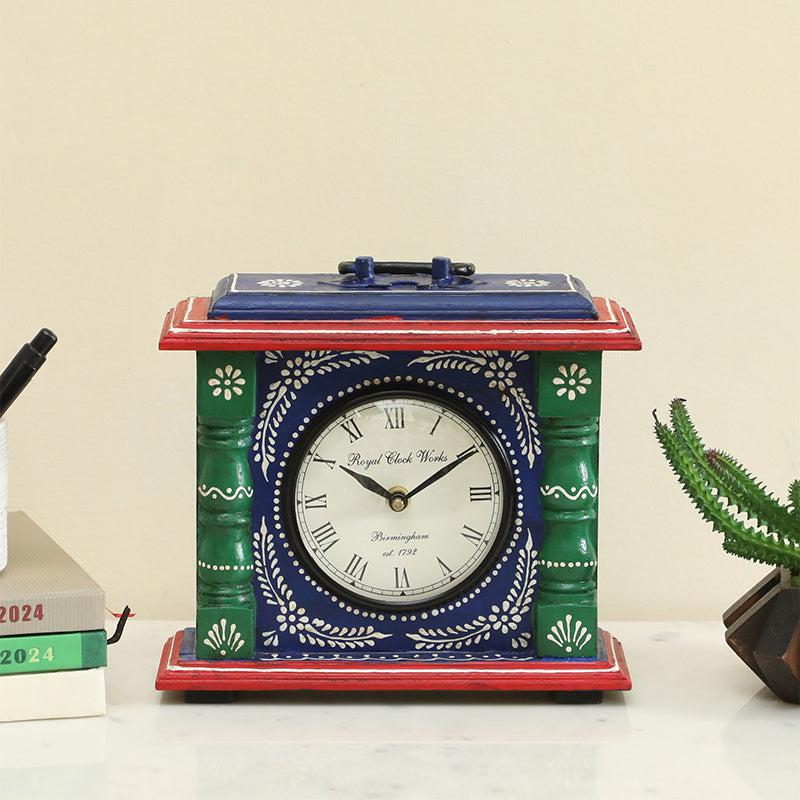 Buy Adviya Handpainted Silent Table Clock - Dark Green Table Clock from Vaaree