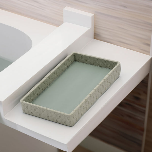 Buy Lorae Vegan Leather Bathroom Tray - Sage Green Accessories & Sets from Vaaree