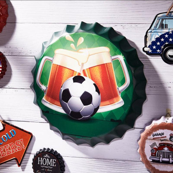 Football Beer Bottle Cap Wall Accent