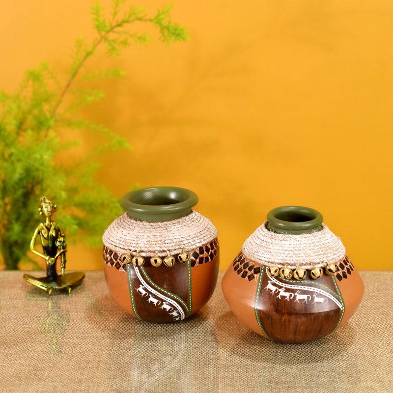 Buy Ambra Terracotta Vase - Two Piece Set Vase from Vaaree