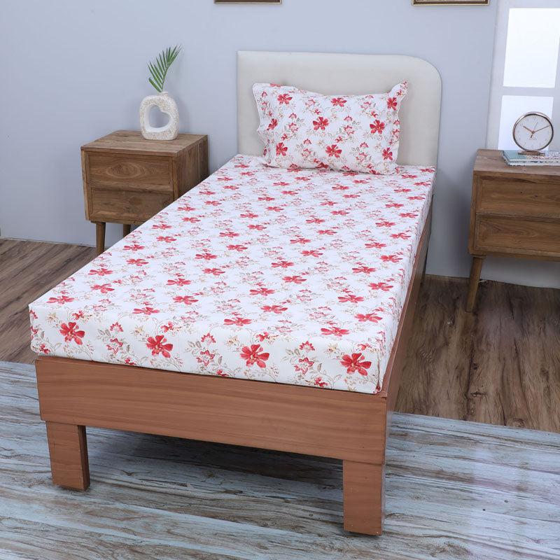 Buy Jumina Floral Printed Bedsheet - Red Bedsheets from Vaaree