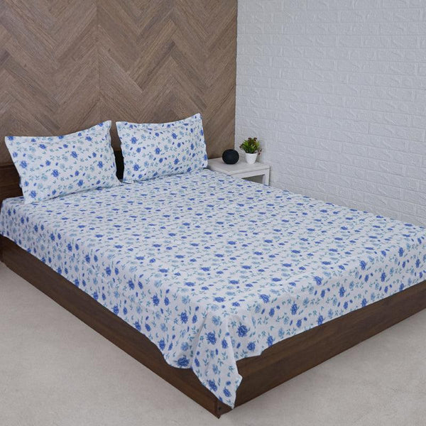 Buy Mudra Floral Bedsheet - Blue Bedsheets from Vaaree