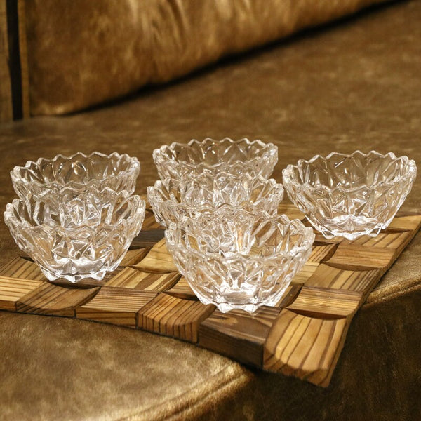 Bowl - Daisy Glass Dessert Bowl (200 ML) - Set Of Six