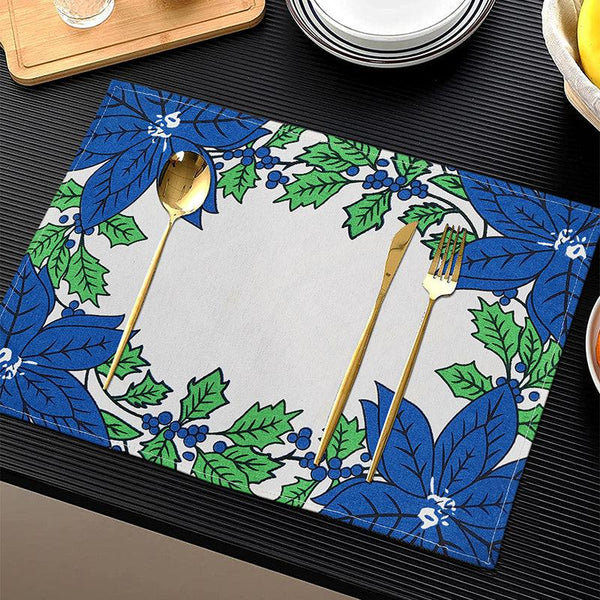 Buy Acora Floral Placemat (Blue) - Set of Two Table Mats from Vaaree