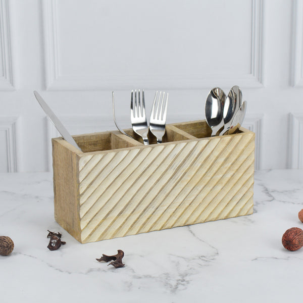 Buy Stripo Wooden Cutlery Holder Cutlery Stand from Vaaree