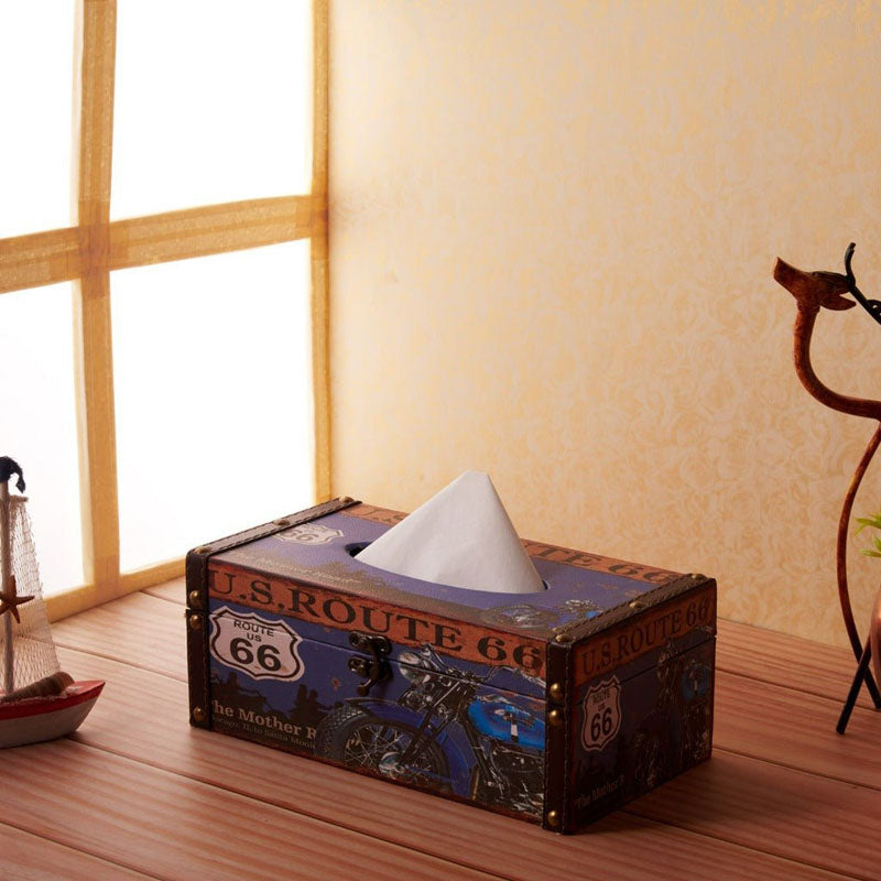 Buy Blue Route 66 Tissue Box Tissue Holder from Vaaree