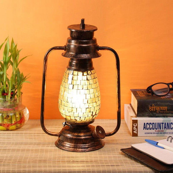 Buy Avina Mosaic Lantern Table Lamp - Copper Table Lamp from Vaaree