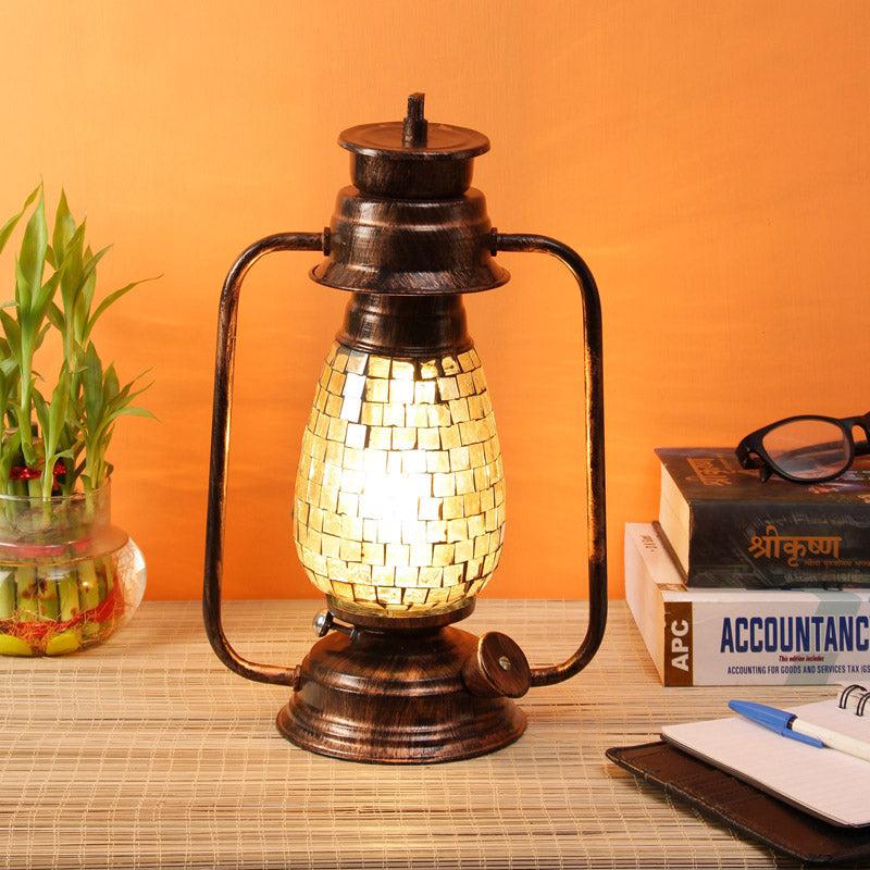 Buy Avina Mosaic Lantern Table Lamp - Copper Table Lamp from Vaaree