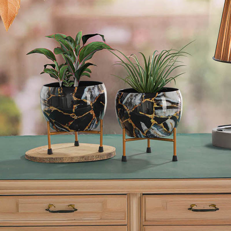 Buy Enila Ethnic Handcrafted Planter With Stand - Four Piece Set Pots & Planters from Vaaree