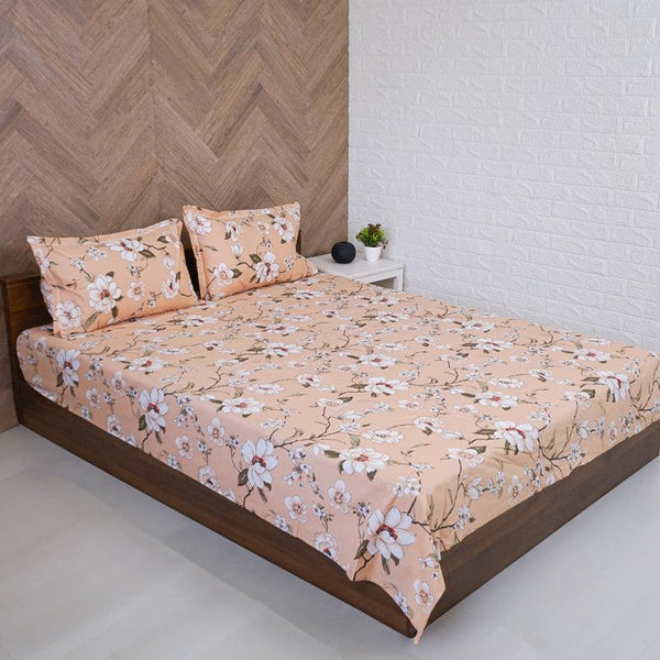 Buy Advina Floral Bedhseet - Beige Bedsheets from Vaaree