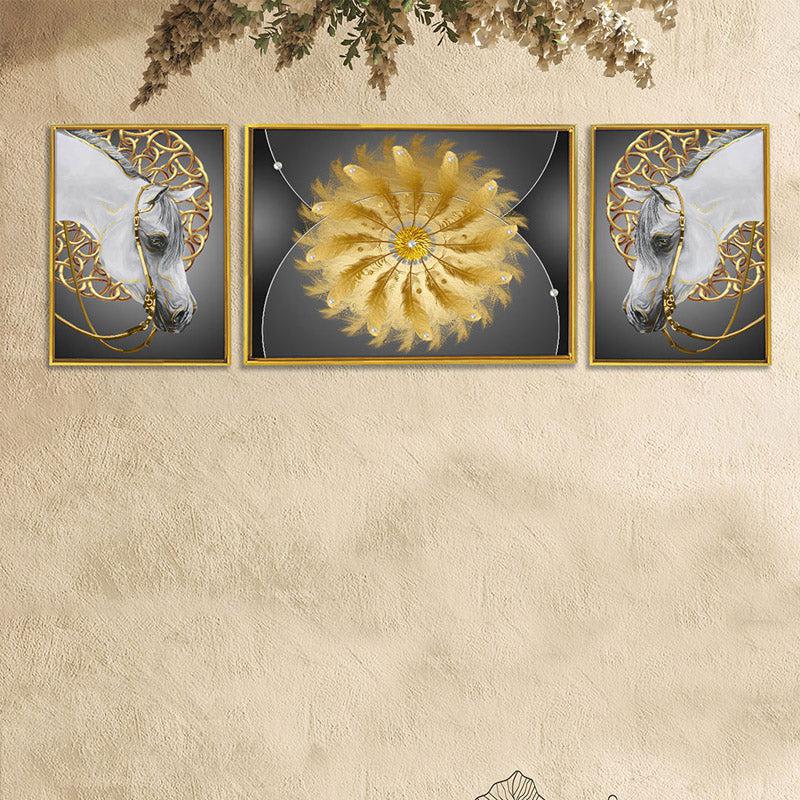 Buy Frin Golden Wall Art - Set Of Three Wall Art & Paintings from Vaaree