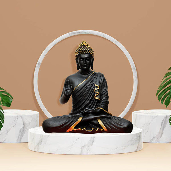 Buy Buddha Charitha Showpiece - Black & Gold Showpieces from Vaaree