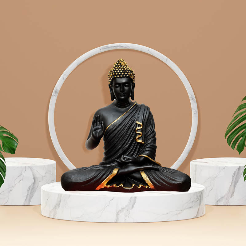 Buy Buddha Charitha Showpiece - Black & Gold Showpieces from Vaaree