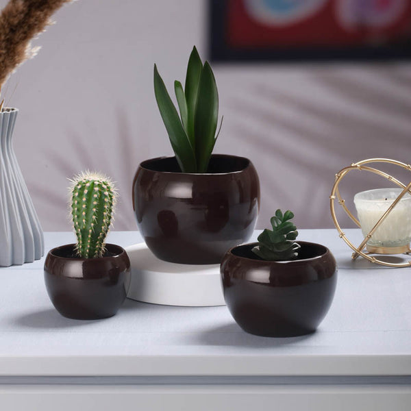 Buy Alisha Handcrafted Planter (Black) - Set Of Three Pots & Planters from Vaaree