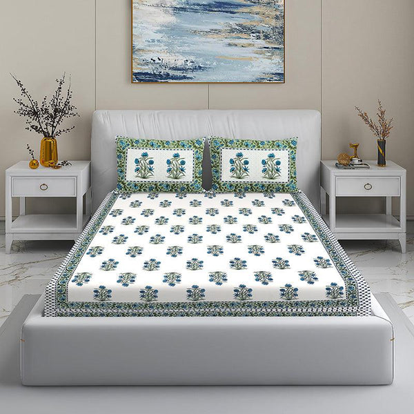 Buy Bloomy Ethnic Bedsheet - Green Bedsheets from Vaaree