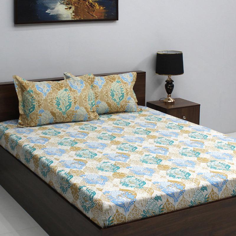 Buy Wishi Ethnic Bedsheet - Yellow & Blue Bedsheets from Vaaree