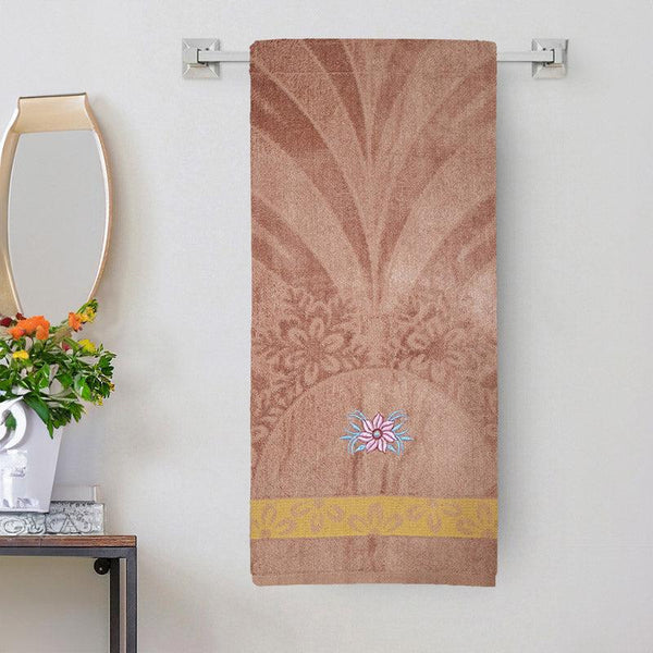 Buy Reto Flora Bath Towel - Brown Bath Towels from Vaaree