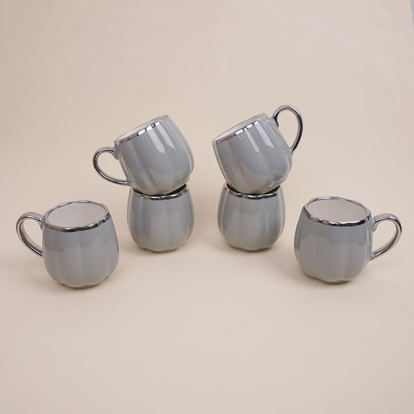 Buy Magina Grey Ceramic Cup (180 ML) - Set Of Six Mug from Vaaree