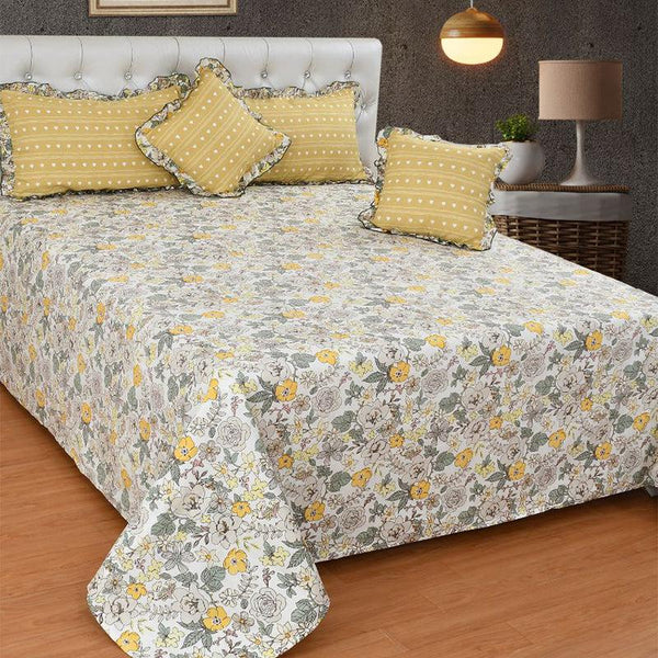 Buy Freesia Frilled Floral Bedding Set - Five Piece Set Bedding Set from Vaaree