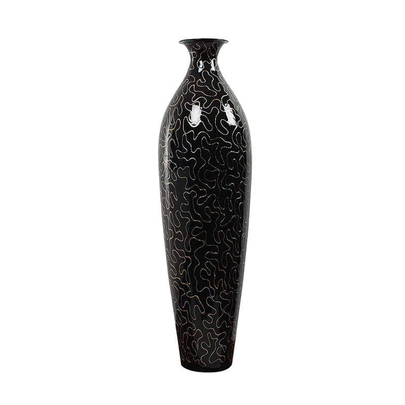 Buy Iora Lacquered Bulge Floor Vase - Black & Gold Floor Vase from Vaaree