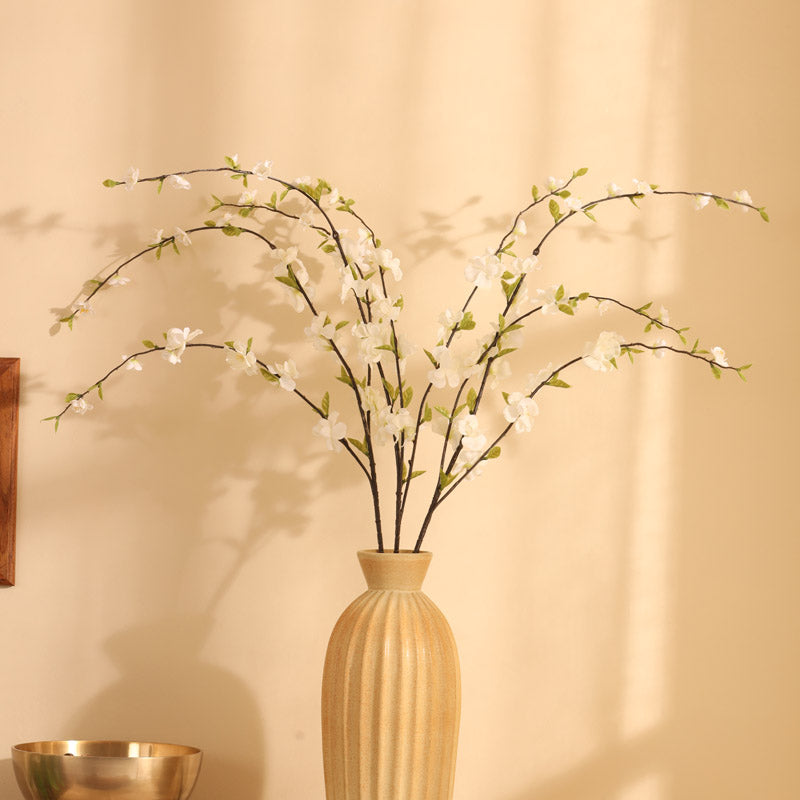 Buy Faux Realistic Cherry Blossom Flower Stick - White Artificial Flowers from Vaaree