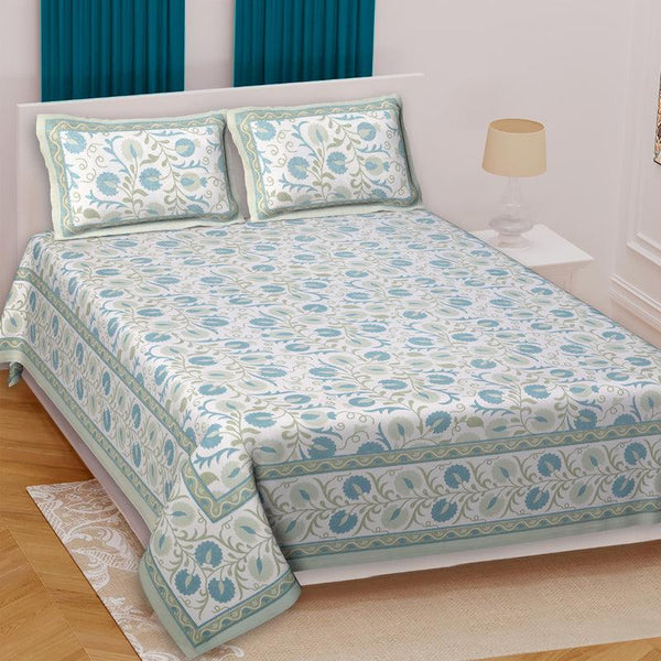 Buy Everett Floral Bedsheet - Green Bedsheets from Vaaree