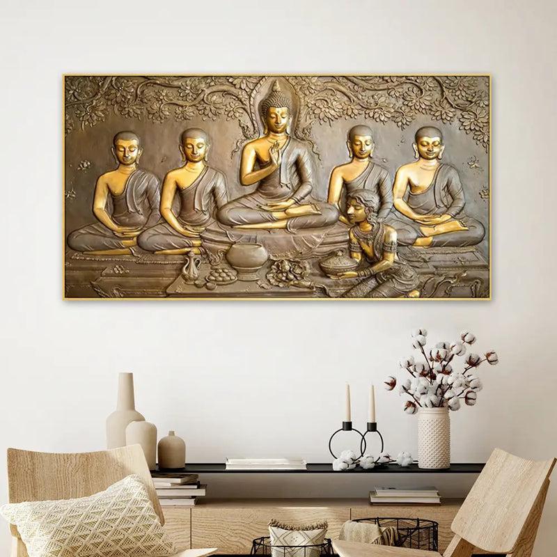 Buy Sacred Buddha And Wise Disciple Wall Painting Wall Art & Paintings from Vaaree