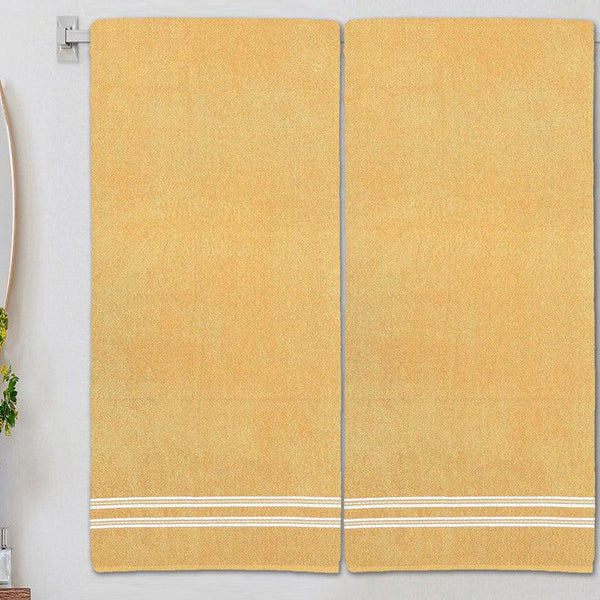 Buy Aire Flora Bath Towel (Yellow) - Set Of Two Bath Towels from Vaaree