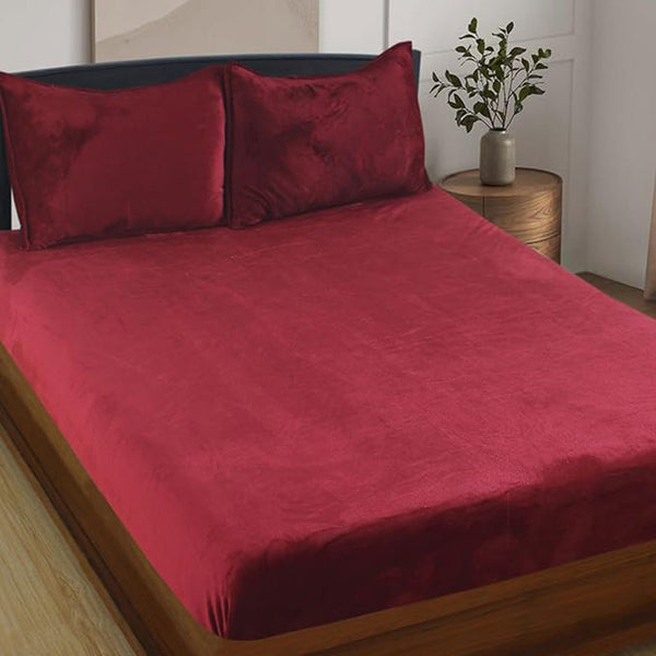 Sarva Solid Bedsheet - Maroon