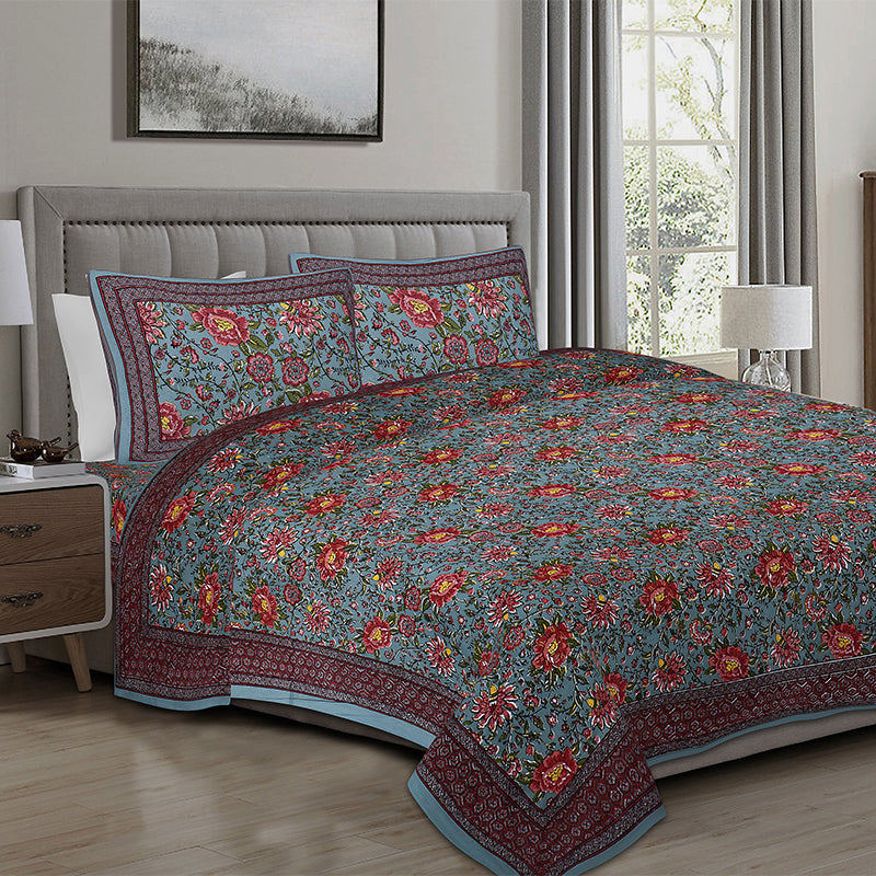 Buy Alderidge Floral Printed Bedsheet - Sea Green Bedsheets from Vaaree