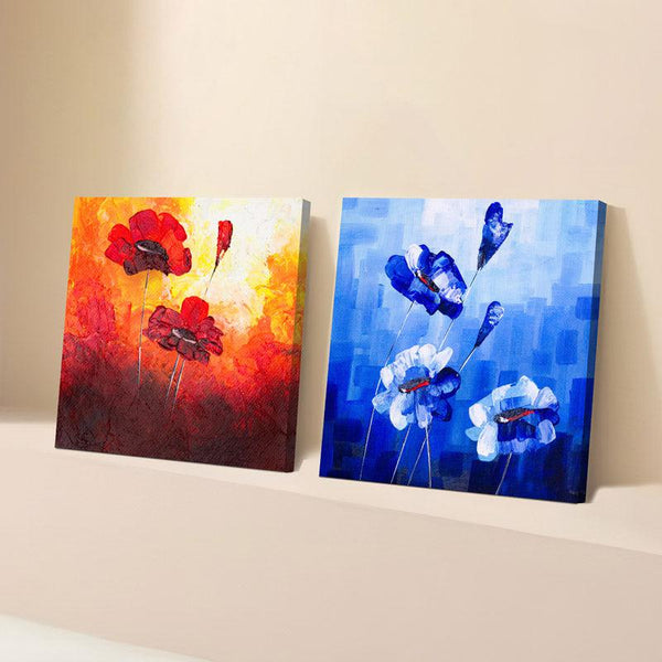 Buy Fiery Blue Floral Wall Art Wall Art & Paintings from Vaaree