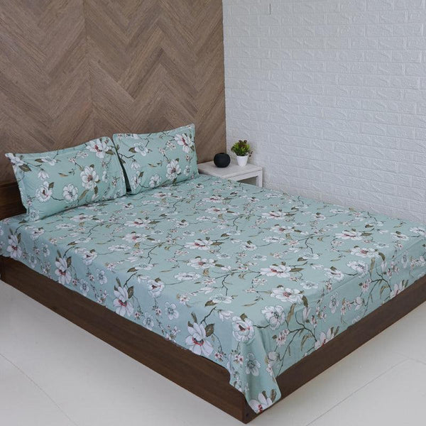 Buy Advina Floral Bedhseet - Green Bedsheets from Vaaree