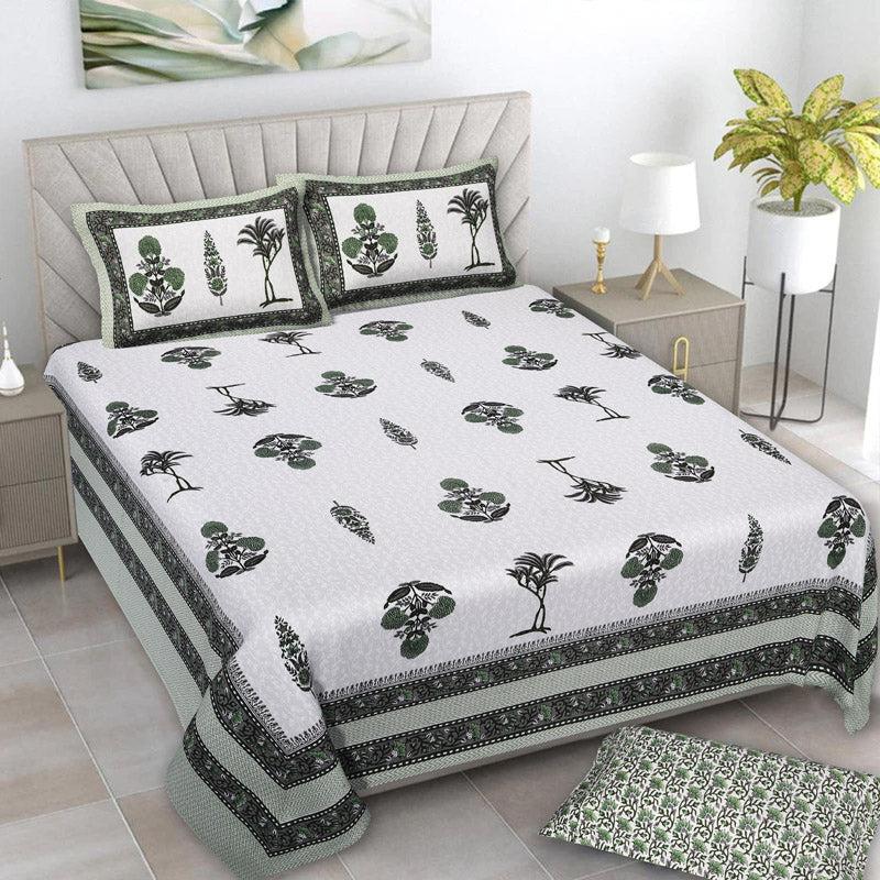 Buy Pamia Ethnic Bedsheet - Olive Green Bedsheets from Vaaree