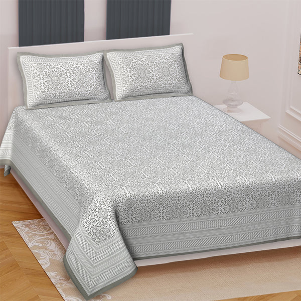 Buy Anvi Ethnic Printed Bedsheet - Grey Bedsheets from Vaaree