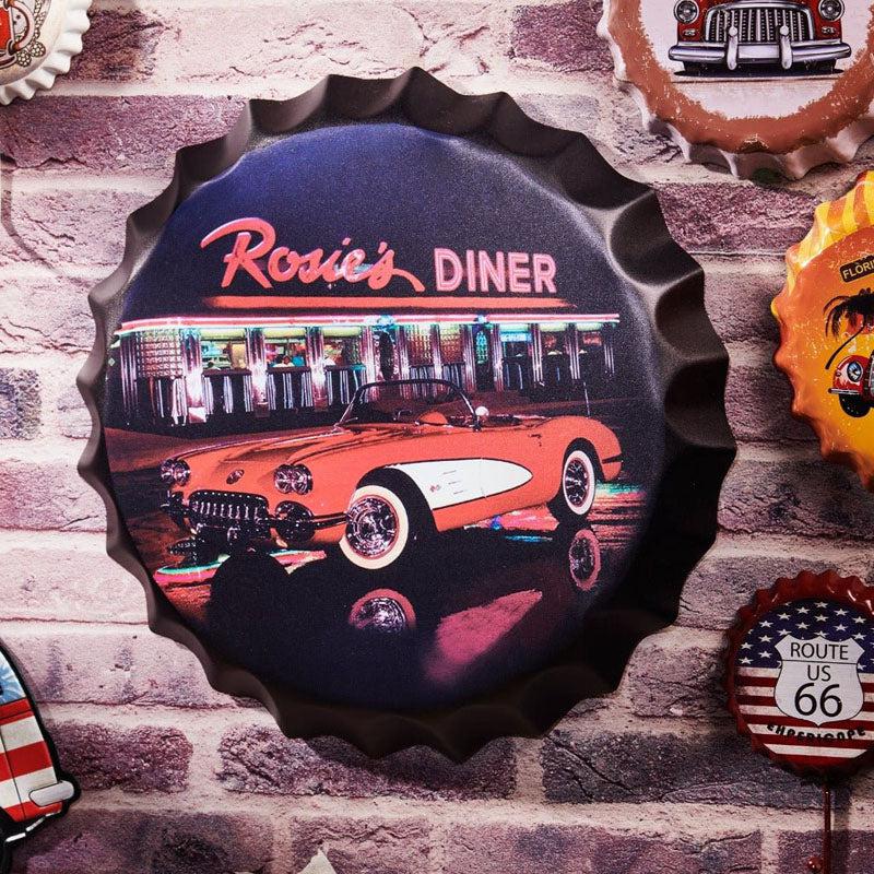 Buy Rosie'S Diner Bottle Cap Wall Accent Wall Accents from Vaaree