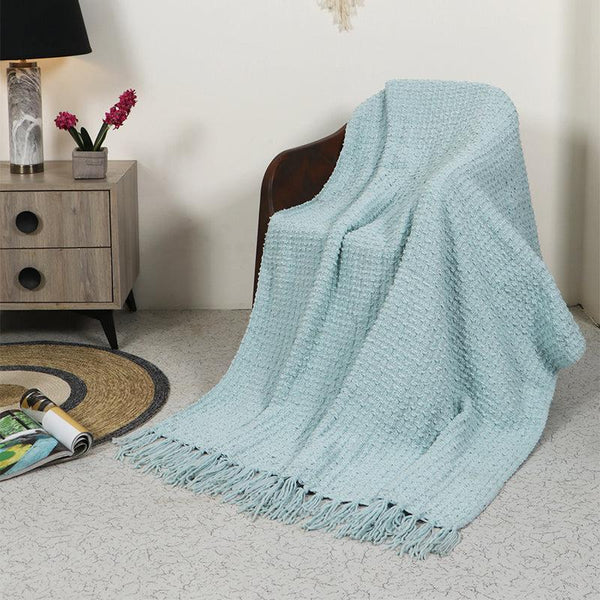 Buy Cozy Loom Throw - Light Blue Throws from Vaaree