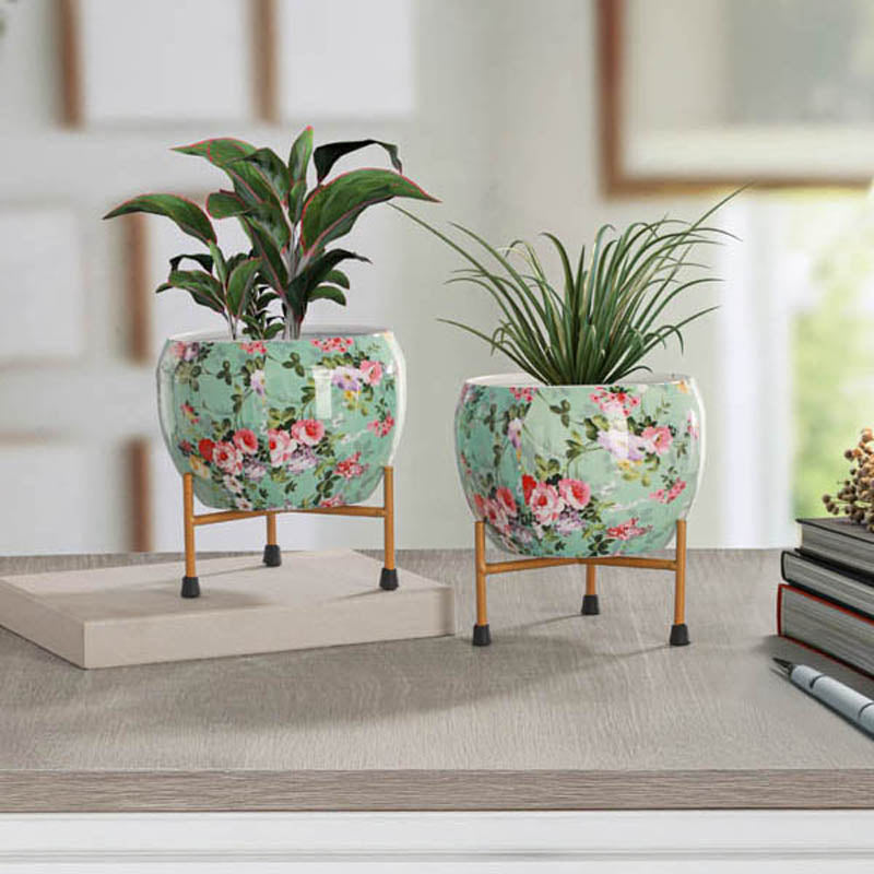 Buy Aglo Bloom Handcrafted Planter With Stand - Four Piece Set Pots & Planters from Vaaree