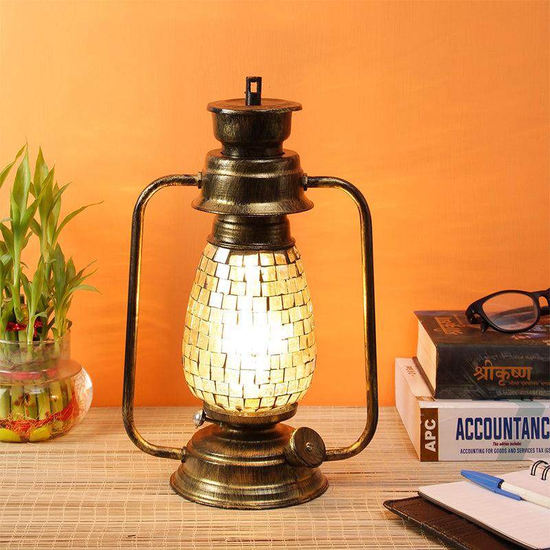 Buy Avina Mosaic Lantern Table Lamp - Gold Table Lamp from Vaaree