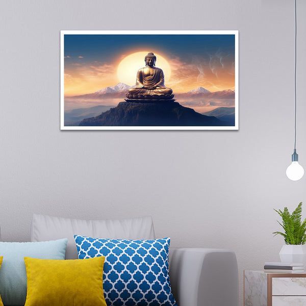 Buy Buddha At Sunrise Wall Painting With Frame Wall Art & Paintings from Vaaree