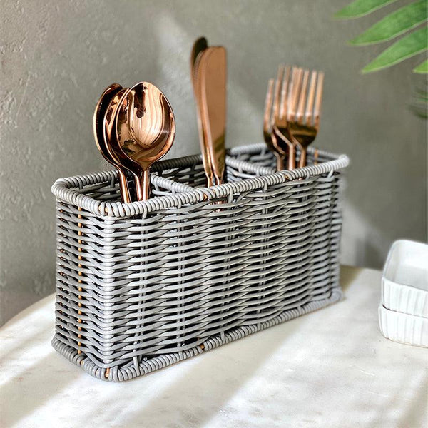 Buy Anura Rattan Cutlery Holder - Grey Cutlery Stand from Vaaree