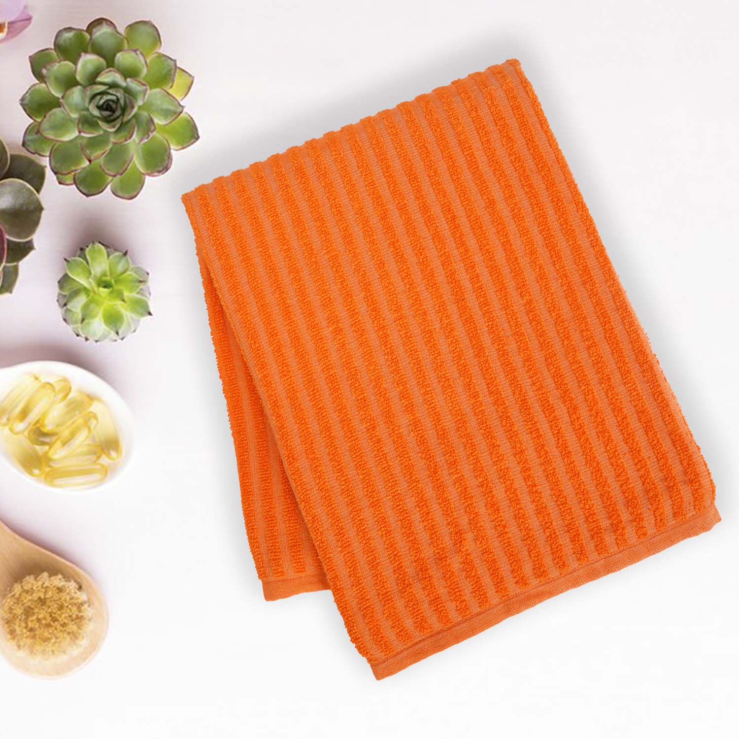 Buy Micro Cotton LuxeDry Striped Bath Towel - Orange Bath Towels from Vaaree