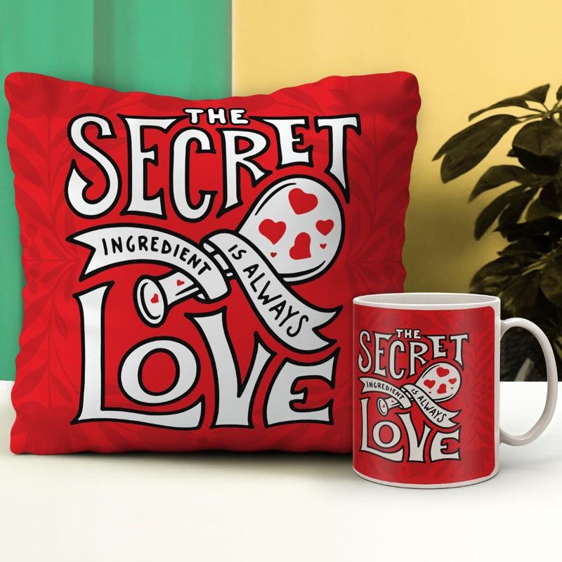 Buy The Secret Ingredient Red Cushion Cover & Mug (300 ML) - Two Piece Set Gift Box from Vaaree