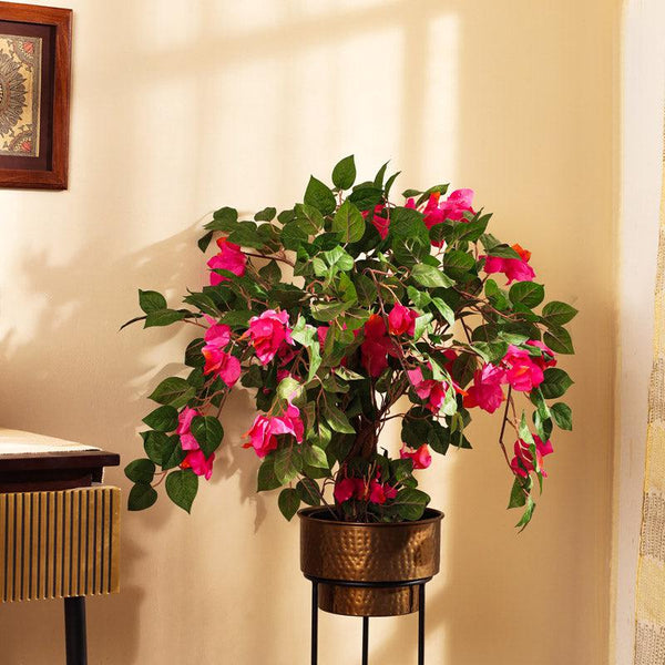 Buy Faux Realistic Bougainvillea Bonsai Tree With Pot - 3 Feet Artificial Plants from Vaaree