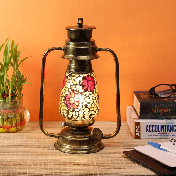 Buy Phoolkari Mosaic Lantern Table Lamp - Gold Table Lamp from Vaaree